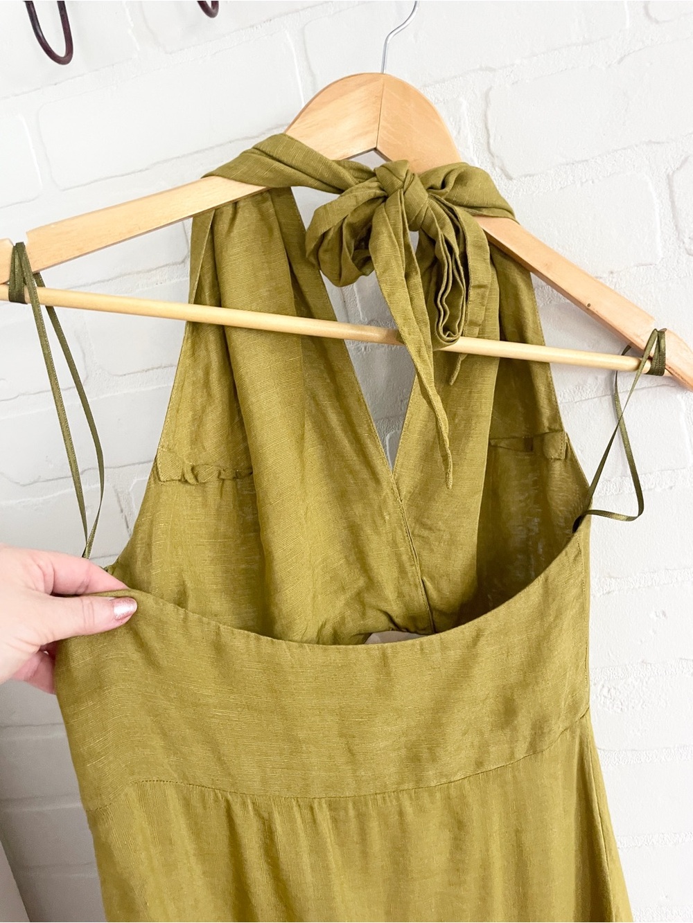 Massimo Dutti Olive Green Ombre Halter Maxi Dress - Picture 13 of 16